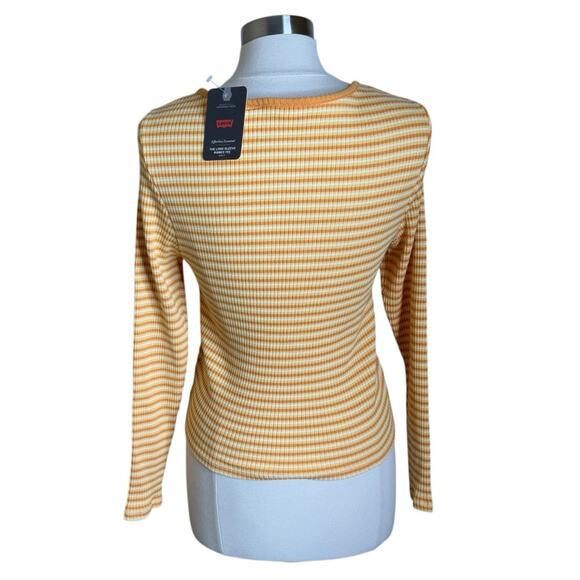 Levi’s Long Sleeve Britt Snap Front Striped Ribbed Top Womens Plus Size 1X New - Picture 3 of 13